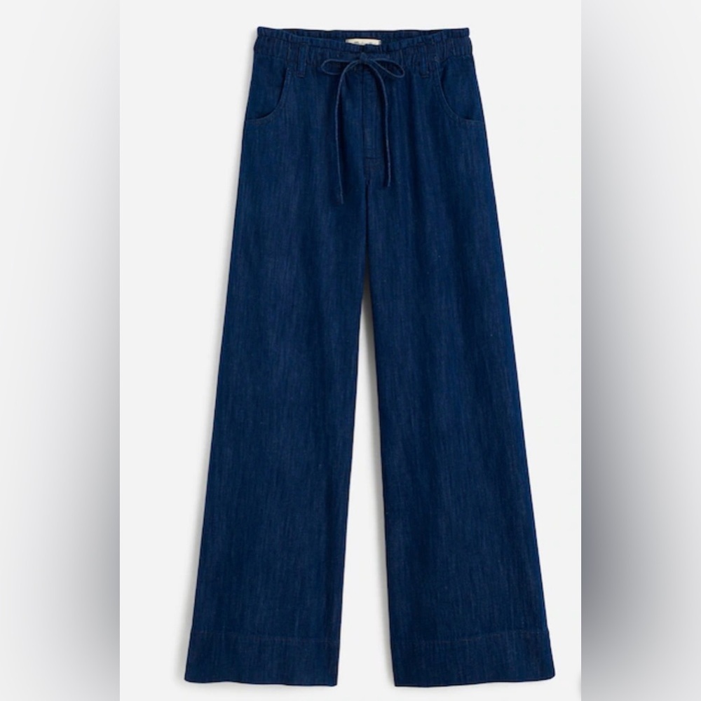 Madewell Dark Blue Wide-Leg Drawstring Jeans - Picture 5 of 9